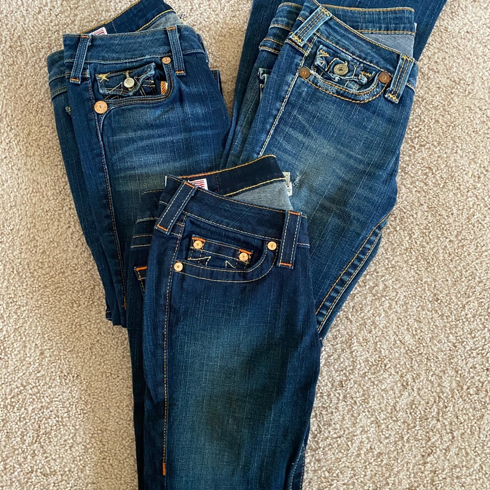 TRUE RELIGION  3 pair jeans size 27